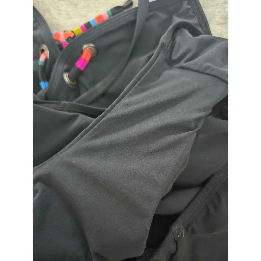 Skinny Dippers Lacey‎ One Piece Swimsuit Black Colorful Detail XL